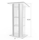 Clear Acrylic Plexiglass Podium Curved Brushed Stainless Steel Sides Pulpit Lectern 14307