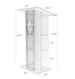 Clear Acrylic Plexiglass Lucite Podium Curved Brushed Stainless Steel Sides Pulpit Lectern With Pray 14307+12152