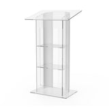 Clear Acrylic Plexiglass Podium Curved Brushed Stainless Steel Sides Pulpit Lectern 14307