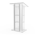 Clear Acrylic Plexiglass Podium Curved Brushed Stainless Steel Sides Pulpit Lectern 14307