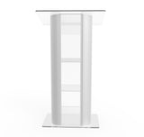 Clear Acrylic Plexiglass Podium Curved Brushed Stainless Steel Sides Pulpit Lectern 14307