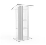 Clear Acrylic Plexiglass Podium Curved Brushed Stainless Steel Sides Pulpit Lectern 14307