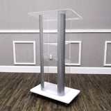 Clear Acrylic Plexiglass Podium Steel Sides Church Pulpit School Lectern Funeral 14310