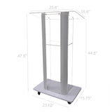 Clear Acrylic Plexiglass Podium Steel Sides Church Pulpit School Lectern Funeral 14310