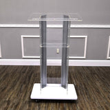 Clear Acrylic Plexiglass Podium Steel Sides Church Pulpit School Lectern Funeral 14310