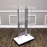 Clear Acrylic Plexiglass Podium Steel Sides Church Pulpit School Lectern Funeral 14310