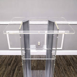 Clear Acrylic Plexiglass Podium Steel Sides Church Pulpit School Lectern Funeral 14310