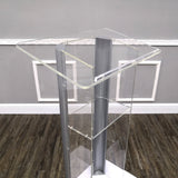 Clear Acrylic Plexiglass Podium Steel Sides Church Pulpit School Lectern Funeral 14310