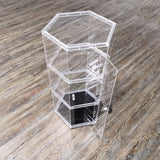 Clear Cabinet Plexiglass Acrylic Spin Display Showcase Jewewlry, Collectible 14603-NEW