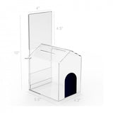 ACRYLIC "SMALL-HOUSE" SHAPED DONATION BOX 5" W x 10" H x 6" D WITH A Small Pad-Lock 14706G