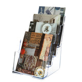 4 Tier Leaflet Holder Bi-fold 6" Literature Holder Clear Acrylic Wall Mountable 14914