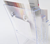 4 Tier Leaflet Holder Bi-fold 6" Literature Holder Clear Acrylic Wall Mountable 14914