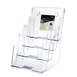 4 Tier Leaflet Holder Bi-fold 6" Literature Holder Clear Acrylic Wall Mountable 14914