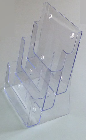 Three Tier Leaflet Holder 8.5x11" Literature Holder Clear Acrylic Wall Mountable 14917