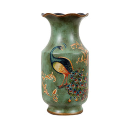 FixtureDisplasy Porcelain Vase Peacock Decor Vase Vintage Look Vase China Vase Ceramic Vase 13" 15007