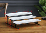 3 Tier Collapsible Thicker Sturdier Plate Rack Stand With Plates - Three Tiered Cake Serving Tray 15100