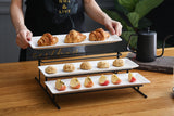 3 Tier Collapsible Thicker Sturdier Plate Rack Stand With Plates - Three Tiered Cake Serving Tray 15100