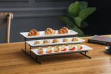 3 Tier Collapsible Thicker Sturdier Plate Rack Stand With Plates - Three Tiered Cake Serving Tray 15100