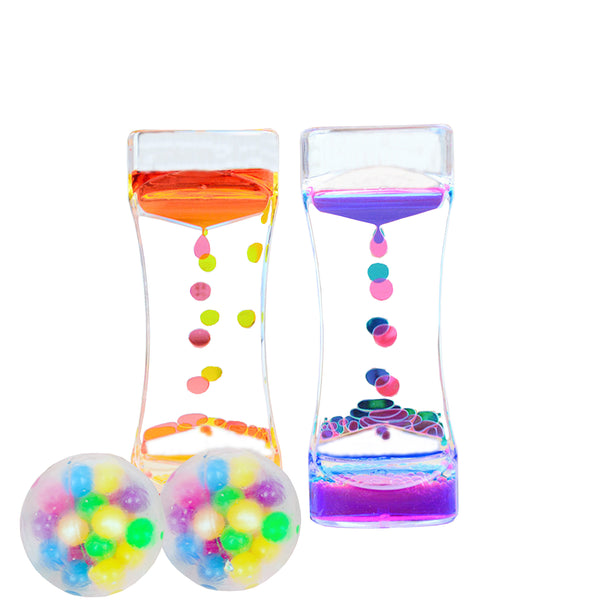 Sensory Toy Kit Gifts for Autistic Children Squeeze Balls Liquid Motion Timers