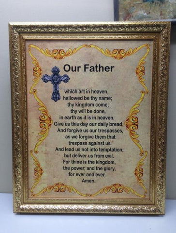 The Lord's Prayer 2 sided Hang or Wall Mount Christian Plaque on Frame 15131+11475