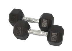 Rubber Dumbbell in Pair - with Metal Handles Pair of 2 20 lbs Dumbell 15189
