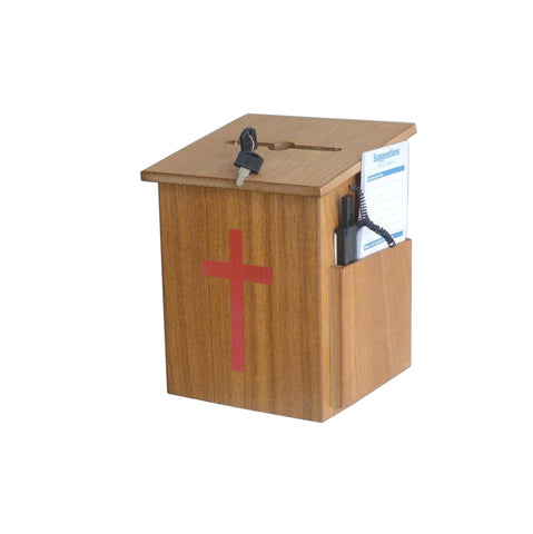Box, Church Collection Donation Charity w/ Cross & Pen15203