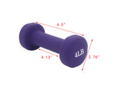 Neoprene Coated Dumbbell Weights 4 Pounds Single Pack Blue Soft Hex Ends 1PC