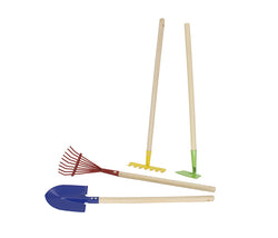 Kids Garden Tool Set Toy, Rake, Spade, Hoe and Leaf Rake, Reduced size, 4-Piece 15210-4PK