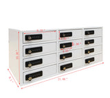 12-Slot Cellphone Mini Charging Station Combination Locker Assignment Mail Slot Box USB 15259