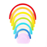 Wooden Rainbow Stacking Game Learning Toy Geometry Building Blocks Educational Toys for Kids Baby To