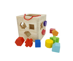 5.9 X 5.9 X5.9" Shape Sorter Toy, Wooden 12 Building Blocks Geometry Early Learning Matching Sorting