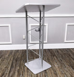 24" x 46.7" x 16" Silver Truss Podium Lectern Pulpit Church School Hotel Speech  15344