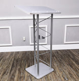 24" x 46.7" x 16" Silver Truss Podium Lectern Pulpit Church School Hotel Speech  15344