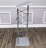 24" x 46.7" x 16" Silver Truss Podium Lectern Pulpit Church School Hotel Speech  15344