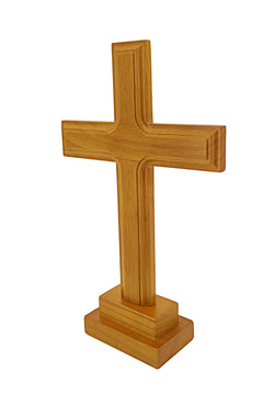 11.2 X 7 X 0.8" Tabletop Rubber Wood Cross Standing Cross for Christian Church Altar Home Prayer