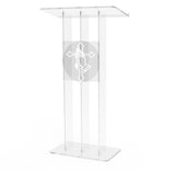 Clear Podium Plexiglass Lecturn Transparent Church Pulpit with Christian Church Cross Prayer Hand 15411+12152