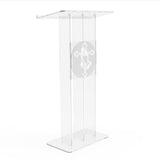 Clear Podium Plexiglass Lecturn Transparent Church Pulpit with Christian Church Cross Prayer Hand 15411+12152