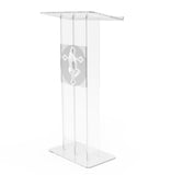 Clear Podium Plexiglass Lecturn Transparent Church Pulpit with Christian Church Cross Prayer Hand 15411+12152