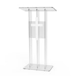 Clear Podium Plexiglass Lecturn Transparent Church Pulpit with Christian Church Cross Trinity Styl  15411+1803CROSS