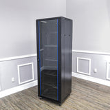 Server AV Cabinet Audio Video Equipment Rack Lock Keys Metal Black 37U w/Shelf  15594