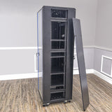 Server AV Cabinet Audio Video Equipment Rack Lock Keys Metal Black 37U w/Shelf  15594