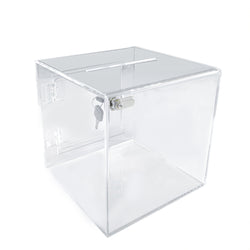 6X6X6" Acrylic Donation Box Ballot Tip Suggestion Piggy Bank Fundraising 15596