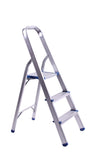 FixtureDisplays Folding 3-Step Ladder with Hand Grip and Aluminium Steps, 330-Pound Weight Capacity, Silver Finish 15601
