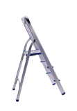 FixtureDisplays Folding 3-Step Ladder with Hand Grip and Aluminium Steps, 330-Pound Weight Capacity, Silver Finish 15601