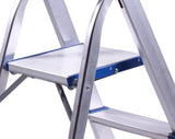 FixtureDisplays Folding 3-Step Ladder with Hand Grip and Aluminium Steps, 330-Pound Weight Capacity, Silver Finish 15601