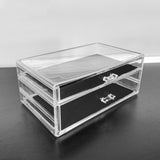 Clear Plastic Two-Drawer Make-up Organizer Tabletop Storage Bin 11X.5X4.6" 15604