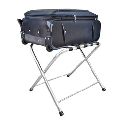 Stainless Steel Folding Luggage Rack Black Nylon Webbing Suitcase Stand  15612