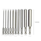Hex Allen Drill Bit Set 10-Piece Metric Sizes 1.5mm to 12mm 3.9" long Magnetic 15618