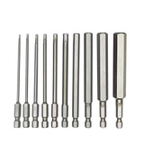 Hex Allen Drill Bit Set 10-Piece Metric Sizes 1.5mm to 12mm 3.9" long Magnetic 15618
