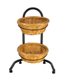 2 Tier Basket Stand, Sign Clips, Wicker - Black 15640